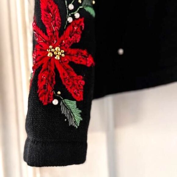 Victoria Jones Christmas Sweater Removable Faux Fur Collar Festive Holiday Wear - Picture 6 of 11
